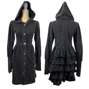 Tough Luv Acid Washed Hooded Goth Guess The Night Jacket / Dress Size Large